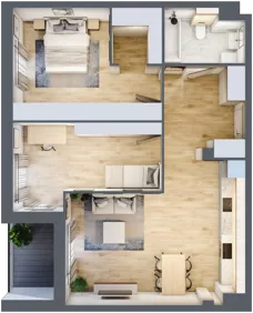 3 pokoje, mieszkanie 73,08 m², piętro 1, oferta nr 2.1.11, Zakątek Harmonia III, Warszawa, Białołęka, Szamocin, ul. Płochocińska