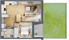 2 pokoje, mieszkanie 49,32 m², parter, oferta nr 2.0.5, Zakątek Harmonia III, Warszawa, Białołęka, Szamocin, ul. Płochocińska