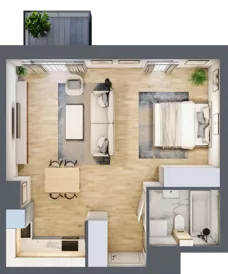 1 pokój, mieszkanie 43,39 m², piętro 2, oferta nr A1.2.12, ATAL Grabiszyn, Wrocław, Gajowice, Fabryczna, ul. Grochowa