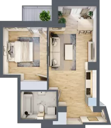 2 pokoje, mieszkanie 44,03 m², piętro 1, oferta nr A1.1.8, ATAL Grabiszyn, Wrocław, Gajowice, Fabryczna, ul. Grochowa
