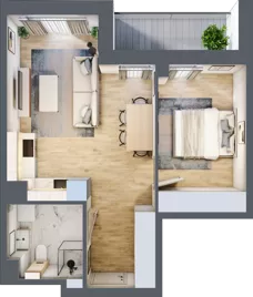 2 pokoje, mieszkanie 43,00 m², piętro 1, oferta nr A1.1.4, ATAL Grabiszyn, Wrocław, Gajowice, Fabryczna, ul. Grochowa