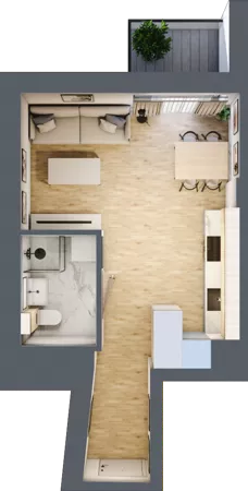 1 pokój, mieszkanie 28,00 m², piętro 1, oferta nr A1.1.10, ATAL Grabiszyn, Wrocław, Gajowice, Fabryczna, ul. Grochowa