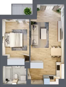 2 pokoje, mieszkanie 43,98 m², piętro 1, oferta nr A1.1.5, ATAL Grabiszyn, Wrocław, Gajowice, Fabryczna, ul. Grochowa
