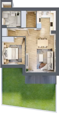 2 pokoje, mieszkanie 49,68 m², parter, oferta nr 14A.1, Przystań Sobieszewo, Gdańsk, Wyspa Sobieszewska, ul. Narcyzowa