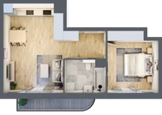 2 pokoje, mieszkanie 44,94 m², piętro 2, oferta nr A2.2.43, Zakole Wisły, Kraków, Podgórze, ul. Na Zakolu Wisły