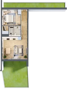 2 pokoje, mieszkanie 47,16 m², parter, oferta nr A3.0.57, Zakole Wisły, Kraków, Podgórze, ul. Na Zakolu Wisły