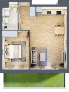 2 pokoje, mieszkanie 48,63 m², parter, oferta nr A5.0.26, Zakole Wisły, Kraków, Podgórze, ul. Na Zakolu Wisły