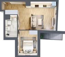 2 pokoje, mieszkanie 40,21 m², piętro 1, oferta nr A1.1.13, Zakole Wisły, Kraków, Podgórze, ul. Na Zakolu Wisły