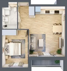 2 pokoje, mieszkanie 43,73 m², piętro 2, oferta nr A5.2.40, Zakole Wisły, Kraków, Podgórze, ul. Na Zakolu Wisły