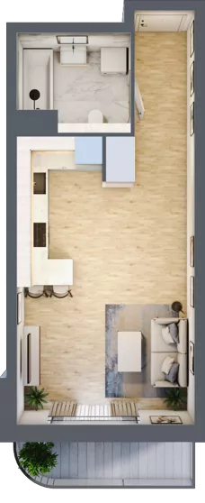 1 pokój, mieszkanie 33,64 m², piętro 2, oferta nr A3.2.66, Zakole Wisły, Kraków, Podgórze, ul. Na Zakolu Wisły
