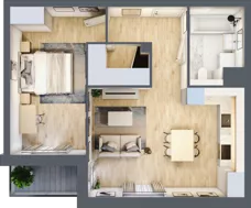 2 pokoje, mieszkanie 49,91 m², piętro 2, oferta nr A3.2.69, Zakole Wisły, Kraków, Podgórze, ul. Na Zakolu Wisły