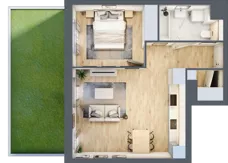 2 pokoje, mieszkanie 45,39 m², parter, oferta nr A1.0.03, Zakole Wisły, Kraków, Podgórze, ul. Na Zakolu Wisły