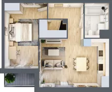 2 pokoje, mieszkanie 49,91 m², piętro 1, oferta nr A3.1.64, Zakole Wisły, Kraków, Podgórze, ul. Na Zakolu Wisły