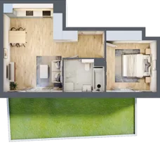 2 pokoje, mieszkanie 44,94 m², parter, oferta nr A2.0.35, Zakole Wisły, Kraków, Podgórze, ul. Na Zakolu Wisły