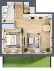2 pokoje, mieszkanie 45,48 m², parter, oferta nr A5.0.25, Zakole Wisły, Kraków, Podgórze, ul. Na Zakolu Wisły