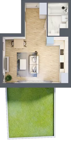 1 pokój, mieszkanie 31,07 m², parter, oferta nr A3.0.59, Zakole Wisły, Kraków, Podgórze, ul. Na Zakolu Wisły