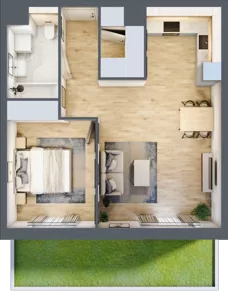 2 pokoje, mieszkanie 49,80 m², parter, oferta nr A5.0.24, Zakole Wisły, Kraków, Podgórze, ul. Na Zakolu Wisły
