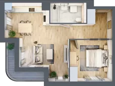 2 pokoje, mieszkanie 48,80 m², piętro 1, oferta nr A1.1.08, Zakole Wisły, Kraków, Podgórze, ul. Na Zakolu Wisły