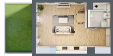 1 pokój, mieszkanie 34,23 m², parter, oferta nr A1.0.04, Zakole Wisły, Kraków, Podgórze, ul. Na Zakolu Wisły