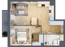 2 pokoje, mieszkanie 48,38 m², piętro 2, oferta nr A4.2.11, Zakole Wisły, Kraków, Podgórze, ul. Na Zakolu Wisły
