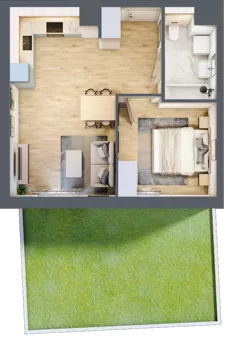 2 pokoje, mieszkanie 39,69 m², parter, oferta nr A2.0.38, Zakole Wisły, Kraków, Podgórze, ul. Na Zakolu Wisły