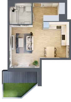 1 pokój, mieszkanie 35,25 m², parter, oferta nr III-B1.M1, Strefa Cegielnia 3, Kraków, Wzgórza Krzesławickie, Zesławice, ul. Gustawa Morcinka