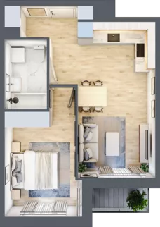 2 pokoje, mieszkanie 40,48 m², piętro 3, oferta nr III-B1.M38, Strefa Cegielnia 3, Kraków, Wzgórza Krzesławickie, Zesławice, ul. Gustawa Morcinka