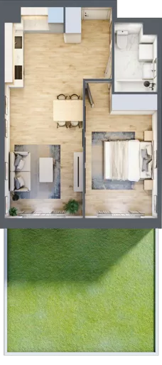 2 pokoje, mieszkanie 44,83 m², parter, oferta nr III-B2.M2, Strefa Cegielnia 3, Kraków, Wzgórza Krzesławickie, Zesławice, ul. Gustawa Morcinka