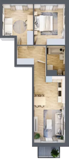 3 pokoje, mieszkanie 55,46 m², piętro 1, oferta nr III-B2.M4, Strefa Cegielnia 3, Kraków, Wzgórza Krzesławickie, Zesławice, ul. Gustawa Morcinka