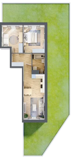 3 pokoje, mieszkanie 55,46 m², parter, oferta nr III-B2.M1, Strefa Cegielnia 3, Kraków, Wzgórza Krzesławickie, Zesławice, ul. Gustawa Morcinka