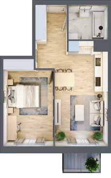 2 pokoje, mieszkanie 41,43 m², piętro 4, oferta nr III-B3.M50, Strefa Cegielnia 3, Kraków, Wzgórza Krzesławickie, Zesławice, ul. Gustawa Morcinka