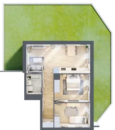 3 pokoje, mieszkanie 55,89 m², parter, oferta nr III-B3.M26, Strefa Cegielnia 3, Kraków, Wzgórza Krzesławickie, Zesławice, ul. Gustawa Morcinka