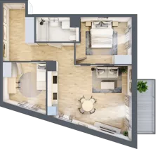 3 pokoje, mieszkanie 62,49 m², piętro 1, oferta nr 1B.10, Skwer Harmonia 2, Kraków, Podgórze, Rybitwy, ul. Półłanki