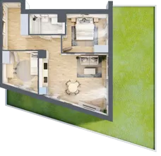 3 pokoje, mieszkanie 62,49 m², parter, oferta nr 1B.05, Skwer Harmonia 2, Kraków, Podgórze, Rybitwy, ul. Półłanki
