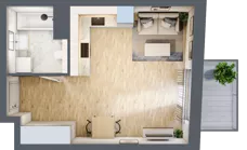 1 pokój, mieszkanie 31,35 m², piętro 1, oferta nr 2A.12, Skwer Harmonia 2, Kraków, Podgórze, Rybitwy, ul. Półłanki