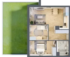 3 pokoje, mieszkanie 60,07 m², parter, oferta nr 3B.11, Skwer Harmonia 2, Kraków, Podgórze, Rybitwy, ul. Półłanki