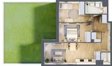 3 pokoje, mieszkanie 63,60 m², parter, oferta nr 3A.02, Skwer Harmonia 2, Kraków, Podgórze, Rybitwy, ul. Półłanki