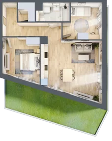 3 pokoje, mieszkanie 65,29 m², parter, oferta nr 3B.09, Skwer Harmonia 2, Kraków, Podgórze, Rybitwy, ul. Półłanki
