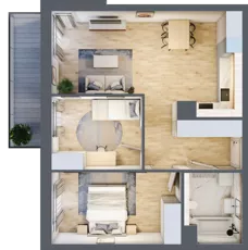 3 pokoje, mieszkanie 60,07 m², piętro 1, oferta nr 3B.22, Skwer Harmonia 2, Kraków, Podgórze, Rybitwy, ul. Półłanki