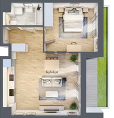 2 pokoje, mieszkanie 51,74 m², parter, oferta nr 3A.07, Skwer Harmonia 2, Kraków, Podgórze, Rybitwy, ul. Półłanki