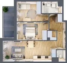 3 pokoje, mieszkanie 63,60 m², piętro 1, oferta nr 3A.12, Skwer Harmonia 2, Kraków, Podgórze, Rybitwy, ul. Półłanki