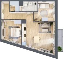 3 pokoje, mieszkanie 65,29 m², piętro 1, oferta nr 3B.20, Skwer Harmonia 2, Kraków, Podgórze, Rybitwy, ul. Półłanki