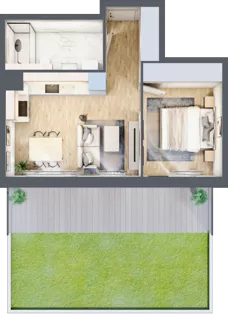 2 pokoje, mieszkanie 37,18 m², parter, oferta nr 100.0.02, ATAL Bronowice, Kraków, Bronowice, Bronowice Wielkie, ul. Starego Dębu