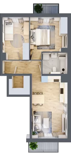 3 pokoje, mieszkanie 54,49 m², piętro 1, oferta nr 100.1.04, ATAL Bronowice, Kraków, Bronowice, Bronowice Wielkie, ul. Starego Dębu