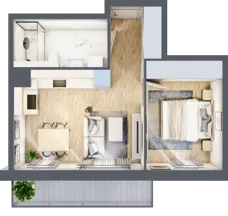 2 pokoje, mieszkanie 37,18 m², piętro 1, oferta nr 100.1.05, ATAL Bronowice, Kraków, Bronowice, Bronowice Wielkie, ul. Starego Dębu