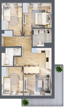 4 pokoje, mieszkanie 66,89 m², piętro 1, oferta nr 70.1.04, ATAL Bronowice, Kraków, Bronowice, Bronowice Wielkie, ul. Starego Dębu