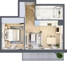 2 pokoje, mieszkanie 37,18 m², piętro 1, oferta nr 70.1.05, ATAL Bronowice, Kraków, Bronowice, Bronowice Wielkie, ul. Starego Dębu
