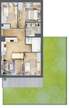 4 pokoje, mieszkanie 66,83 m², parter, oferta nr 74.0.01, ATAL Bronowice, Kraków, Bronowice, Bronowice Wielkie, ul. Starego Dębu