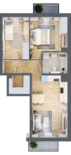 3 pokoje, mieszkanie 54,72 m², piętro 1, oferta nr 90.1.03, ATAL Bronowice, Kraków, Bronowice, Bronowice Wielkie, ul. Starego Dębu