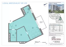 2 pokoje, mieszkanie 46,63 m², piętro 4, oferta nr 105, Brzóski 21, Łuków, ul. Brzóski 21